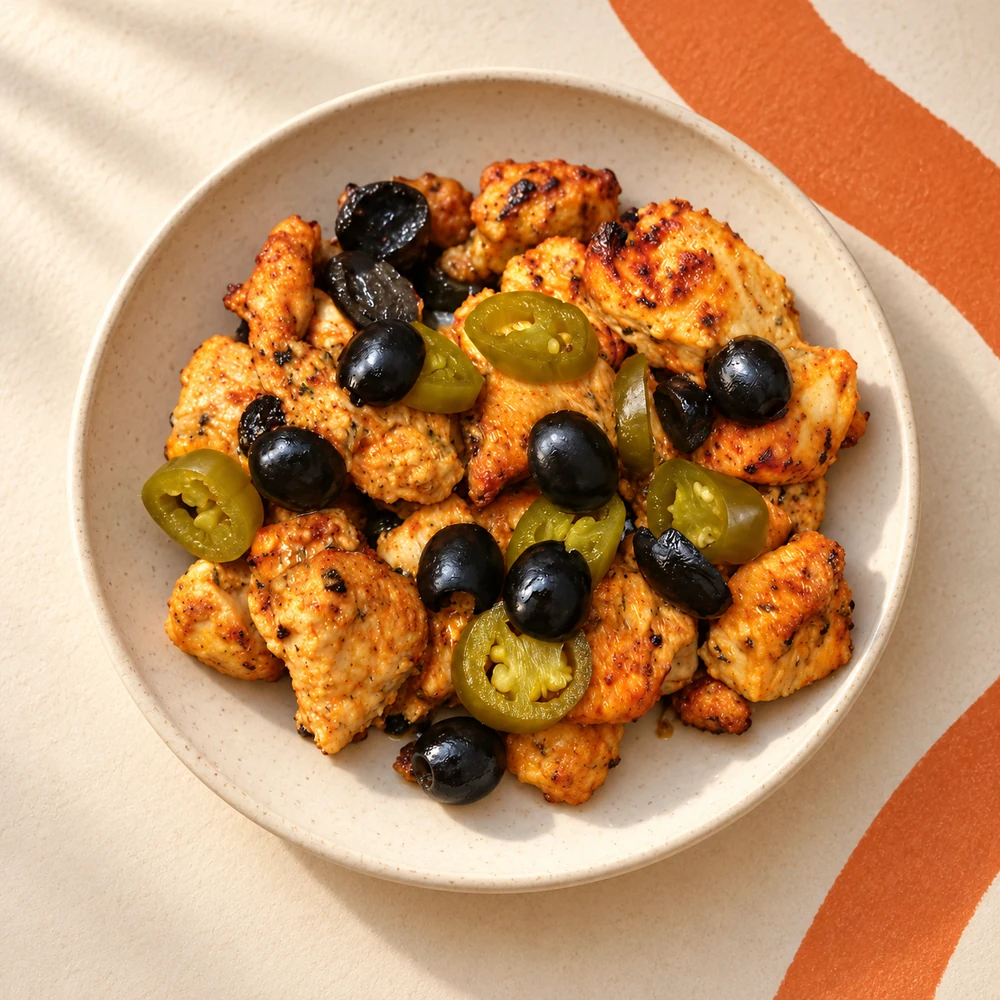 Grilled chicken with olives